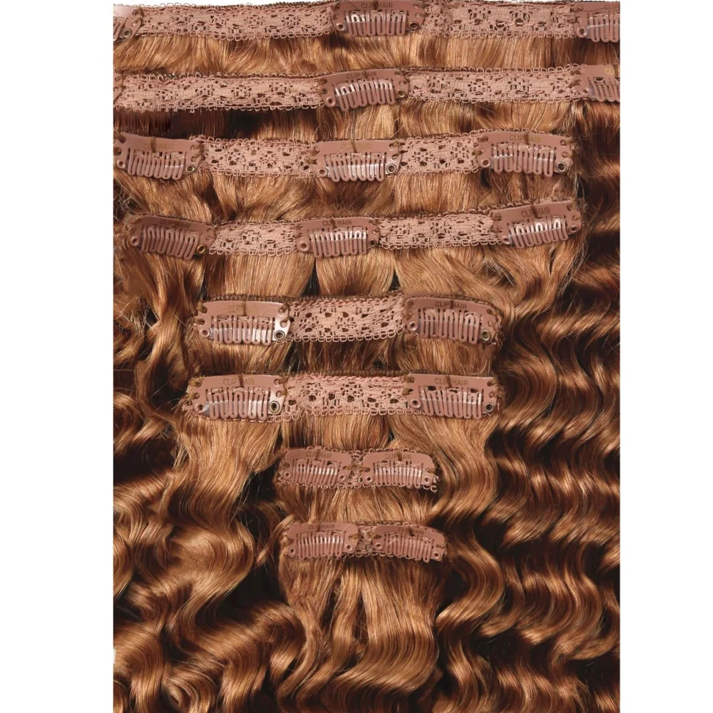 Light Auburn (#30) Curly Clip In Hair Extensions - Image 2