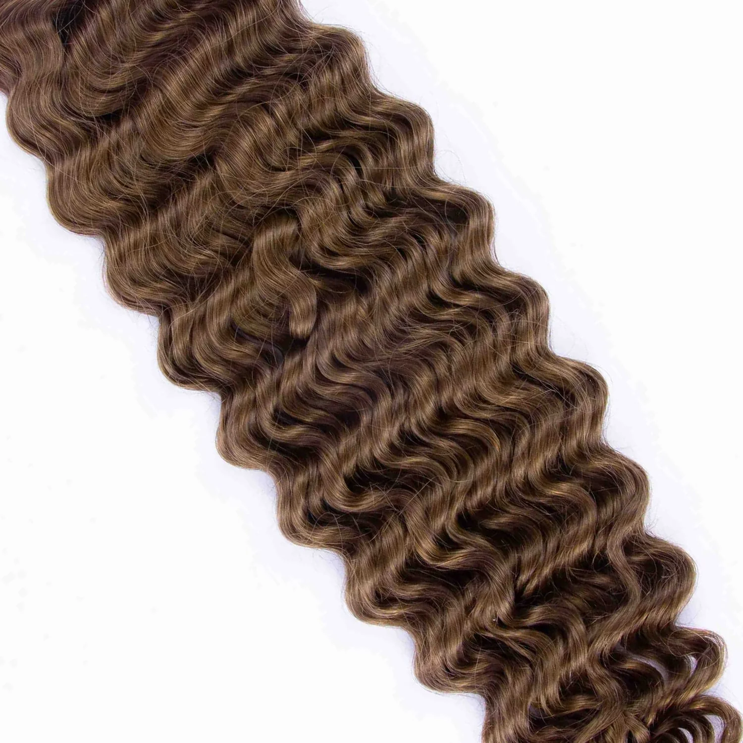 Light/Chestnut Brown (#6) Curly Clip In Hair Extensions - Image 4