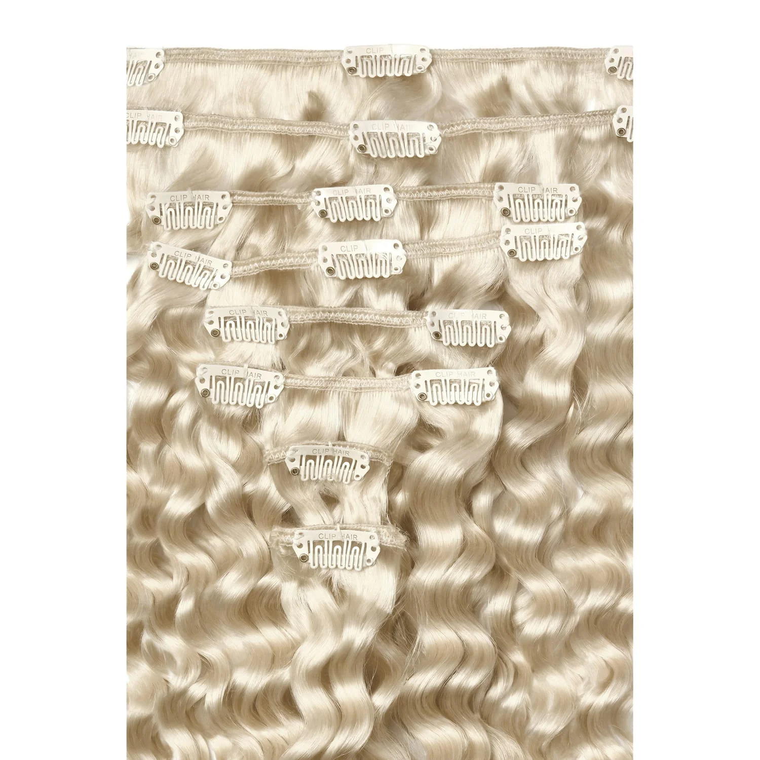 Curly Full Head Remy Clip in Human Hair Extensions - Lightest Blonde (#60) - Image 2