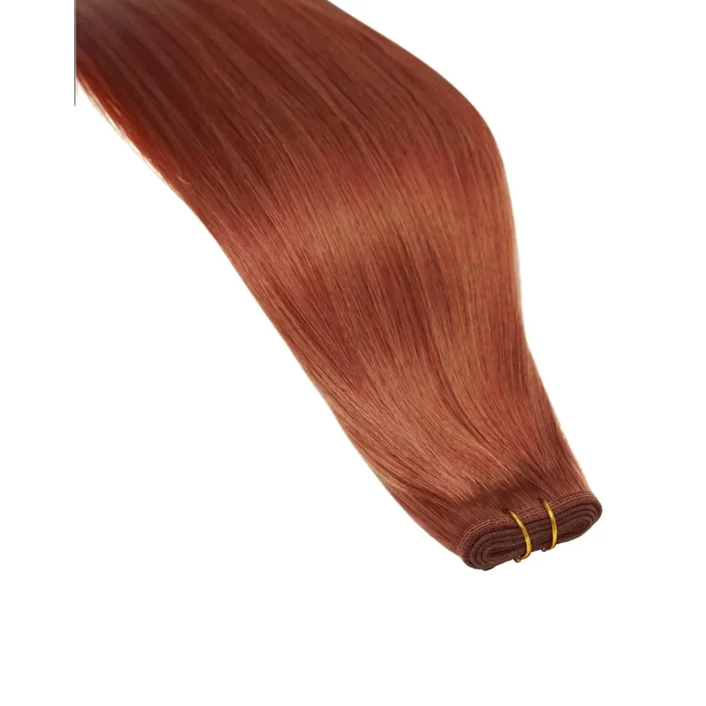 Dark Auburn/Copper Red (#33) Remy Royale Flat Weft Hair Extensions - Image 2