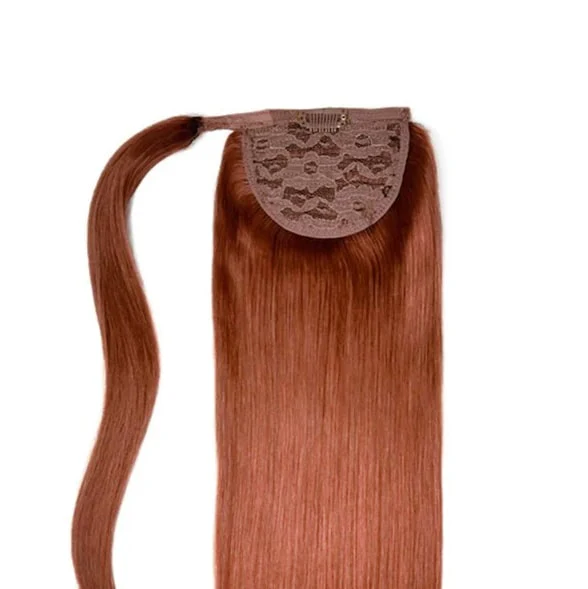 Dark Auburn/Copper Red (#33) Straight Up Wrap Around Ponytail Extension - Image 2