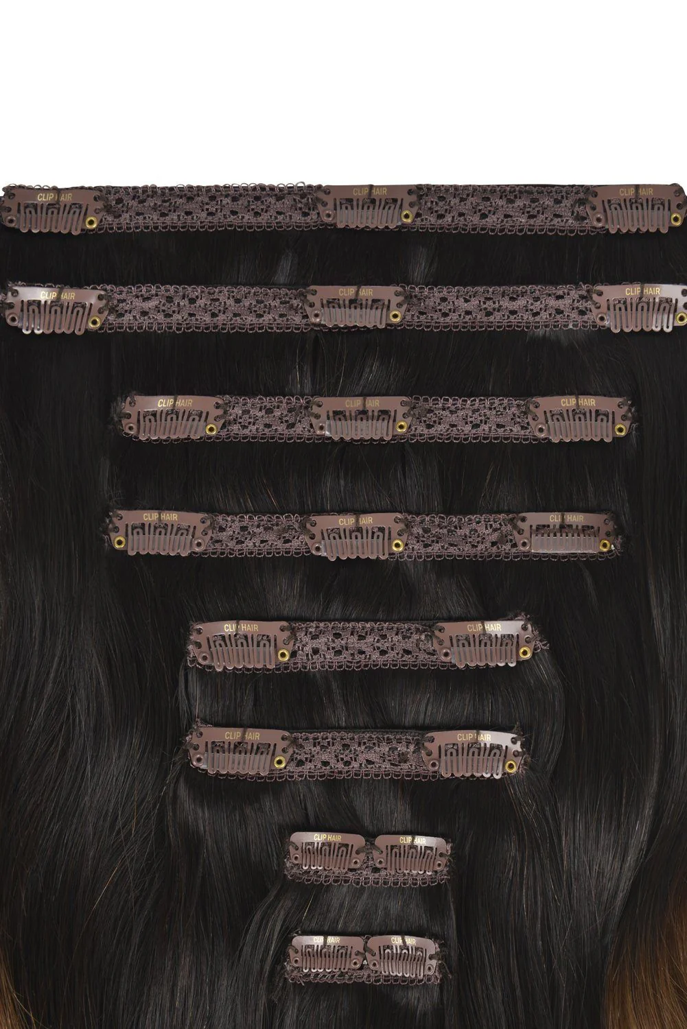 Double Wefted Full Head Remy Clip in Human Ombre Hair Extensions - (#T2/6) - Image 2