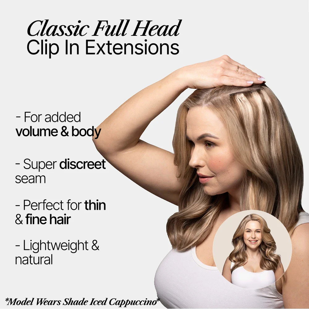 Full Head Remy Clip in Human Hair Extensions - Silver Sand (#SS) - Image 2