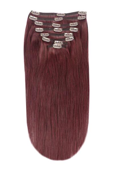 Mahogany Red (#99J) Full Head Clip In Hair Extensions
