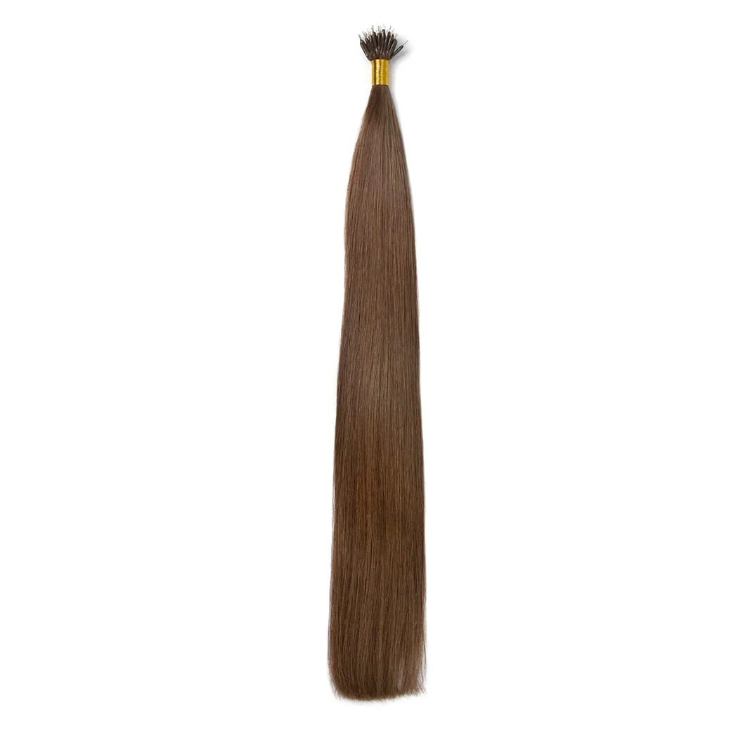 Light/Chestnut Brown (#6) Nano Ring Hair Extensions