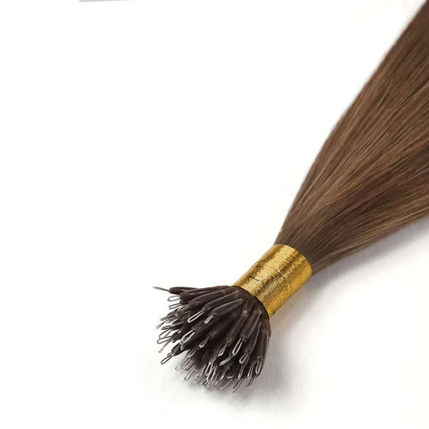 Light/Chestnut Brown (#6) Nano Ring Hair Extensions - Image 2
