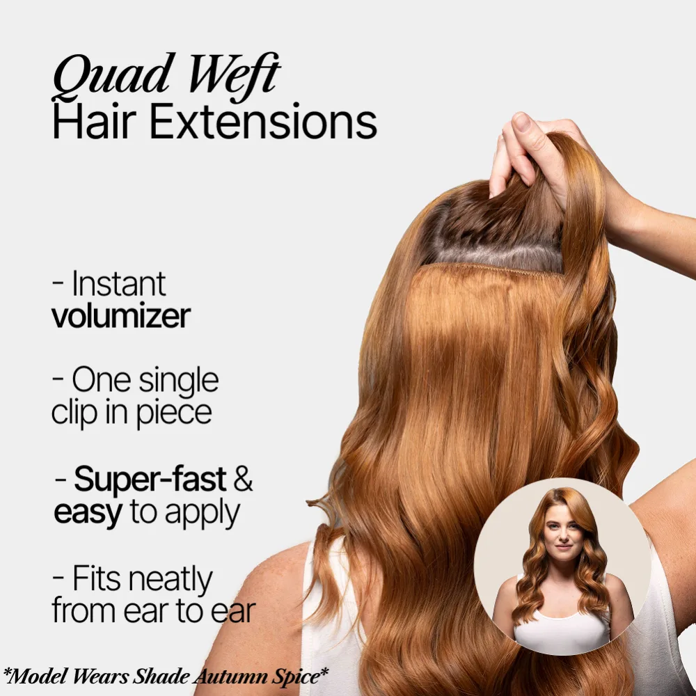 Bleach Blonde (#613) Quad Weft Clip In One Piece Hair Extensions - Image 3