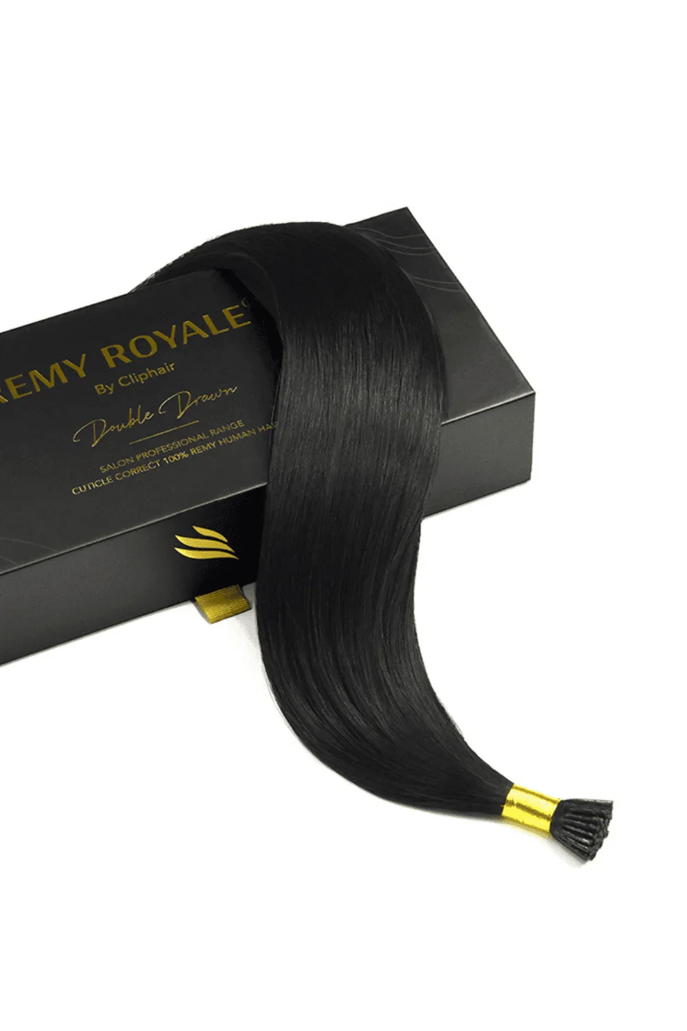 Jet Black (#1) Remy Royal I-Tips Hair Extensions - Image 3