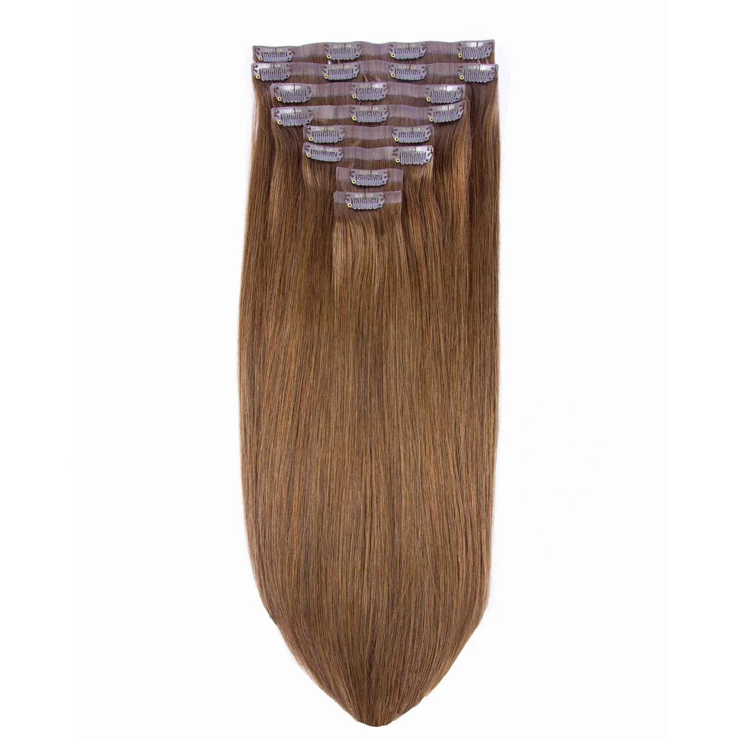 Light Brown (#6) Double Drawn Seamless Clip In Hair Extensions