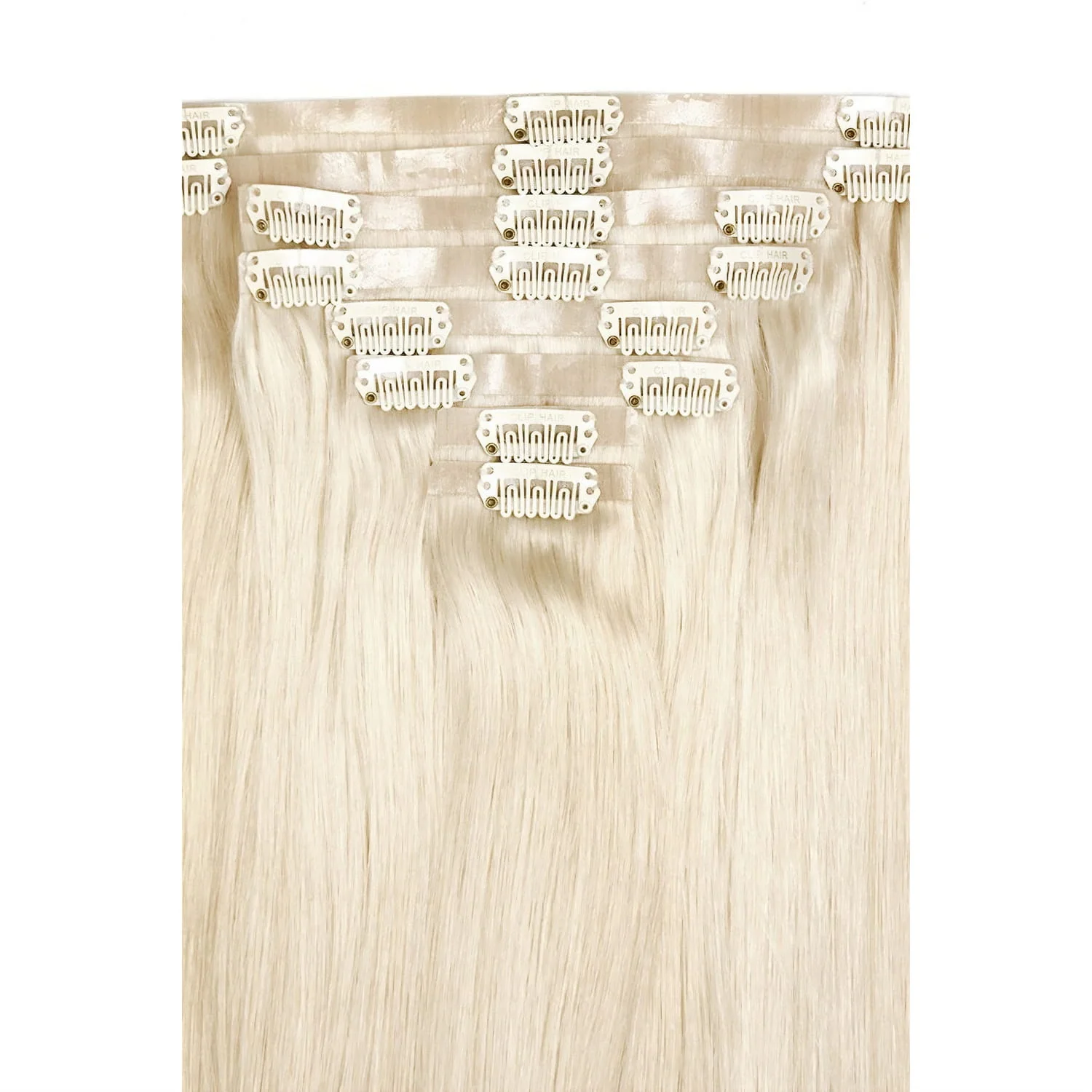Lightest Blonde (#60) Double Drawn Seamless Clip In Hair Extensions - Image 2